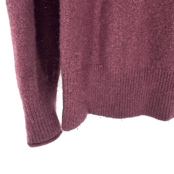 J.Crew Merino Alpaca Blend Mock neck Puff Sleeve Sweater Maroon Size Medium - Picture 3 of 8